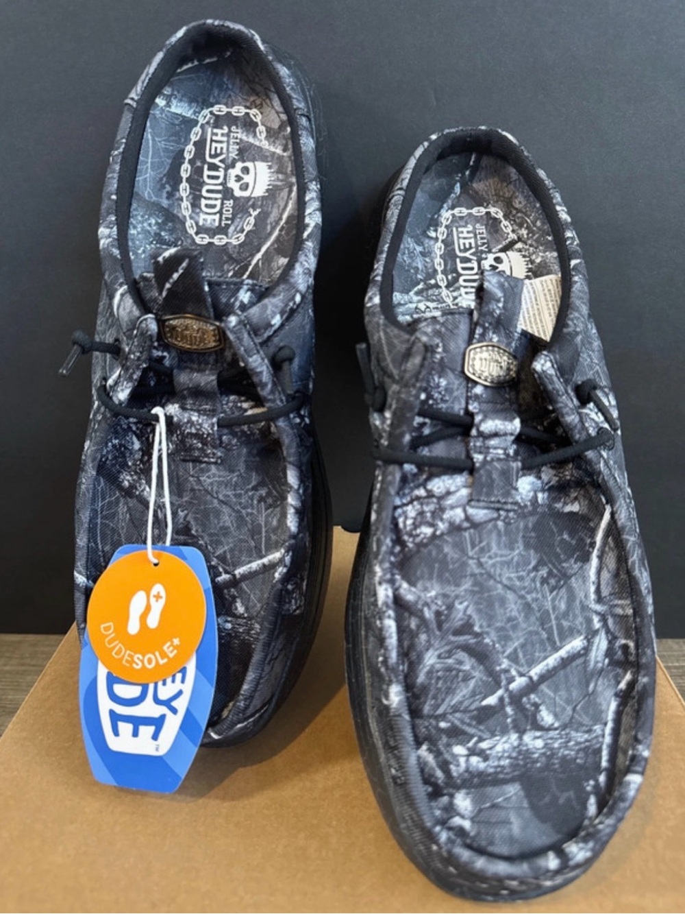 NWT JELLY ROLL Hey Dude Men's Wally Slip-On Loafers in Black Camo